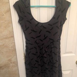 I Love H81 Gray Dress with Black Feather Design